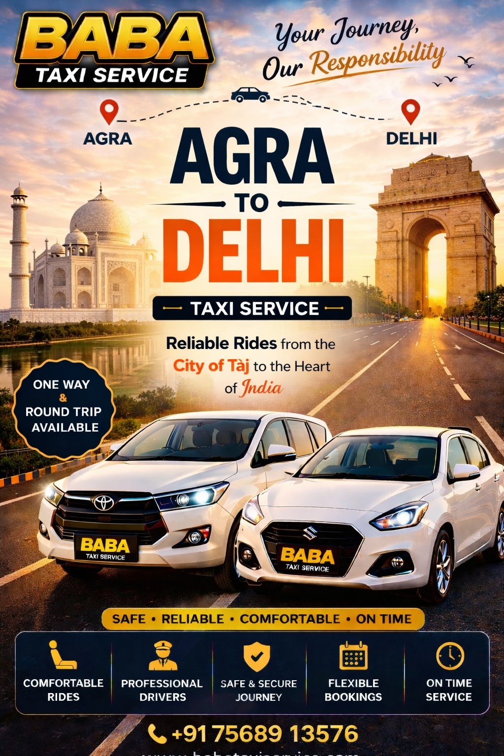 Agra to Jaipur taxi cab service