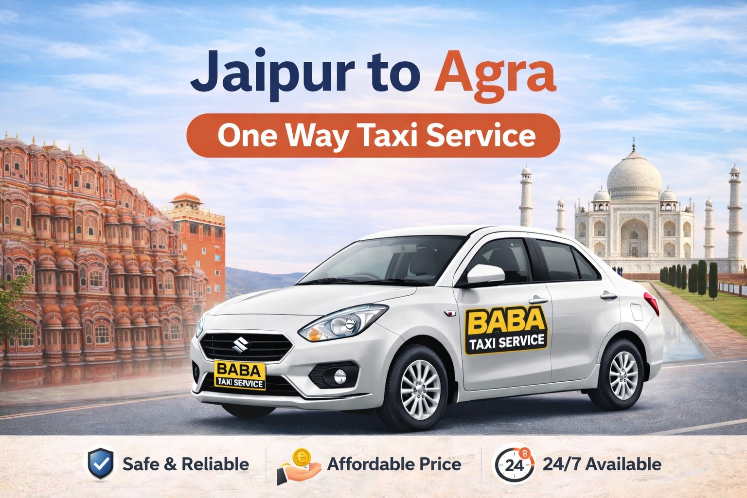 Jaipur to Agra taxi service cab